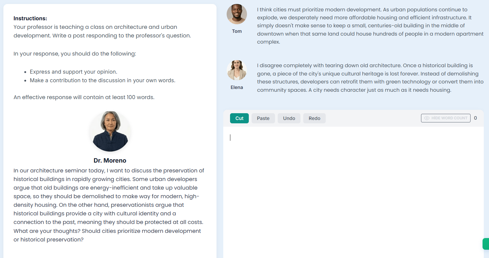 İngilizce Sınavı | IELTS ve TOEFL Hazırlık 4 TOEFL Academic Discussion Ekranı